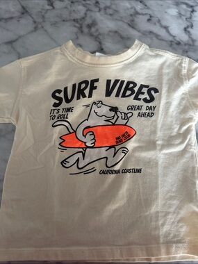 Zara Kids Surf Vibes Tee in Cream with Orange Graphic